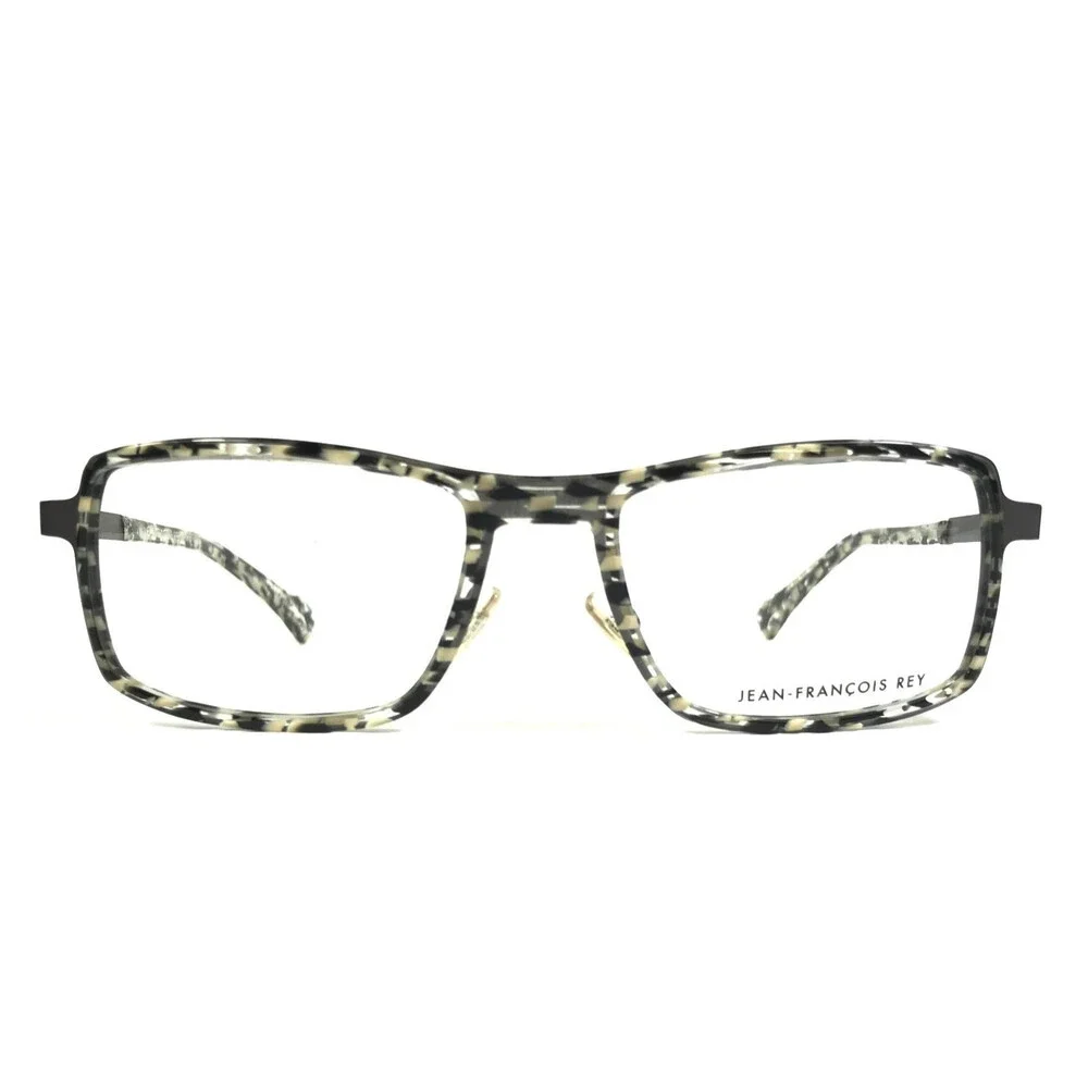 J.F. Rey Eyeglasses Frames JF2643 0503 Black Gray Rectangle Full Rim 52-19-145